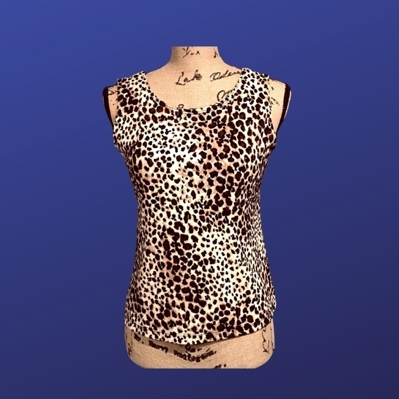 MSK Tank Top Sequin Shell, BLACK/TAN/BROWN LEOPARD/CLEAR, Women's Size S, NWOT - Picture 1 of 7